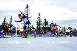 17.11.2024, Sjusjoen, Norway (NOR): Vebjoern Soerum (NOR), Martin Uldal (NOR), Sivert Guttorm Bakken (NOR), (l-r) - Biathlon Season Opening, mass, Sjusjoen (NOR). www.nordicfocus.com. © Nordnes/NordicFocus. Every downloaded picture is fee-liable.