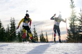 17.11.2024, Sjusjoen, Norway (NOR): César Beauvais (BEL), Kristian Mentzoni-Klausen (NOR), (l-r) - Biathlon Season Opening, mass, Sjusjoen (NOR). www.nordicfocus.com. © Nordnes/NordicFocus. Every downloaded picture is fee-liable.