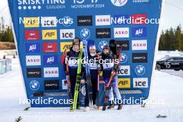 17.11.2024, Sjusjoen, Norway (NOR): Maren Hjelmeset Kirkeeide (NOR), Ingrid Landmark Tandrevold (NOR), Dorothea Wierer (ITA), (l-r) - Biathlon Season Opening, mass, Sjusjoen (NOR). www.nordicfocus.com. © Nordnes/NordicFocus. Every downloaded picture is fee-liable.