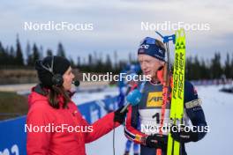 17.11.2024, Sjusjoen, Norway (NOR): Johannes Thingnes Boe (NOR) being interviewed by Norwegian broadcaster NRK - Biathlon Season Opening, mass, Sjusjoen (NOR). www.nordicfocus.com. © Nordnes/NordicFocus. Every downloaded picture is fee-liable.