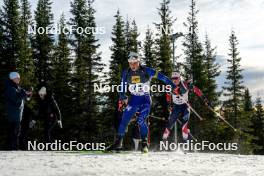 17.11.2024, Sjusjoen, Norway (NOR): Noah Lekhal Husnes (NOR), Fredrik Vogt Vold (NOR), (l-r) - Biathlon Season Opening, mass, Sjusjoen (NOR). www.nordicfocus.com. © Nordnes/NordicFocus. Every downloaded picture is fee-liable.