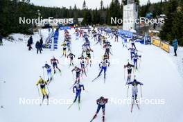 17.11.2024, Sjusjoen, Norway (NOR): Haavard Kne Galaaen (NOR), Sivert Bjoerndalen (NOR), Ask Groetan Wang (NOR), Jakob Lundby (NOR), Sondre Aputsiaq Rein Slettemark (NOR), (l-r) - Biathlon Season Opening, mass, Sjusjoen (NOR). www.nordicfocus.com. © Nordnes/NordicFocus. Every downloaded picture is fee-liable.