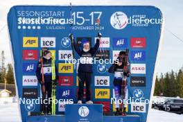 17.11.2024, Sjusjoen, Norway (NOR): Maren Hjelmeset Kirkeeide (NOR), Ingrid Landmark Tandrevold (NOR), Dorothea Wierer (ITA), (l-r) - Biathlon Season Opening, mass, Sjusjoen (NOR). www.nordicfocus.com. © Nordnes/NordicFocus. Every downloaded picture is fee-liable.