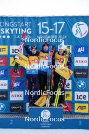 16.11.2024, Sjusjoen, Norway (NOR): Vebjoern Soerum (NOR), Vetle Sjaastad Christiansen (NOR), Martin Uldal (NOR), (l-r) - Biathlon Season Opening, sprint, Sjusjoen (NOR). www.nordicfocus.com. © Nordnes/NordicFocus. Every downloaded picture is fee-liable.