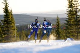 16.11.2024, Sjusjoen, Norway (NOR): Didier Bionaz (ITA), Sivert Kristian Rusten (NOR), (l-r) - Biathlon Season Opening, sprint, Sjusjoen (NOR). www.nordicfocus.com. © Nordnes/NordicFocus. Every downloaded picture is fee-liable.