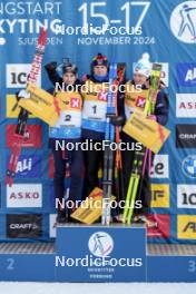 16.11.2024, Sjusjoen, Norway (NOR): Vebjoern Soerum (NOR), Vetle Sjaastad Christiansen (NOR), Martin Uldal (NOR), (l-r) - Biathlon Season Opening, sprint, Sjusjoen (NOR). www.nordicfocus.com. © Nordnes/NordicFocus. Every downloaded picture is fee-liable.