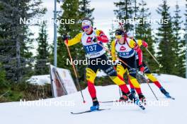 15.11.2024, Sjusjoen, Norway (NOR): Thierry Langer (BEL), Florent Claude  (BEL) (l-r)- Biathlon Season Opening, training, Sjusjoen (NOR). www.nordicfocus.com. © Nordnes/NordicFocus. Every downloaded picture is fee-liable.