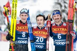 07.01.2024, Val di Fiemme, Italy (ITA): Friedrich Moch (GER), Jules Lapierre (FRA), Hugo Lapalus (FRA), (l-r) - FIS world cup cross-country, tour de ski, final climb, Val di Fiemme (ITA). www.nordicfocus.com. © Modica/NordicFocus. Every downloaded picture is fee-liable.