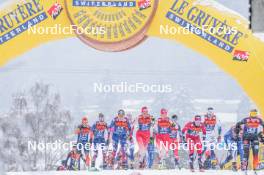 06.01.2024, Val di Fiemme, Italy (ITA): Rosie Brennan (USA), Desiree Steiner (SUI), Nadja Kaelin (SUI), (l-r)  - FIS world cup cross-country, tour de ski, mass, Val di Fiemme (ITA). www.nordicfocus.com. © Barbieri/NordicFocus. Every downloaded picture is fee-liable.