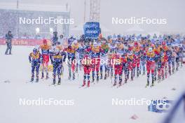 06.01.2024, Val di Fiemme, Italy (ITA): Jules Chappaz (FRA), Lucas Chanavat (FRA), Harald Oestberg Amundsen (NOR), Henrik Doennestad (NOR), Martin Loewstroem Nyenget (NOR), (l-r)  - FIS world cup cross-country, tour de ski, mass, Val di Fiemme (ITA). www.nordicfocus.com. © Barbieri/NordicFocus. Every downloaded picture is fee-liable.