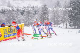 06.01.2024, Val di Fiemme, Italy (ITA): Linn Svahn (SWE), Rosie Brennan (USA), (l-r)  - FIS world cup cross-country, tour de ski, mass, Val di Fiemme (ITA). www.nordicfocus.com. © Barbieri/NordicFocus. Every downloaded picture is fee-liable.