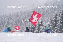 06.01.2024, Val di Fiemme, Italy (ITA): Swiss Flag - FIS world cup cross-country, tour de ski, mass, Val di Fiemme (ITA). www.nordicfocus.com. © Barbieri/NordicFocus. Every downloaded picture is fee-liable.