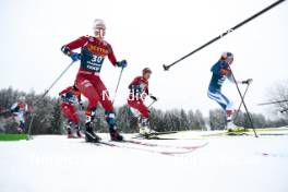 06.01.2024, Val di Fiemme, Italy (ITA): Mathilde Myhrvold (NOR), Heidi Weng (NOR), Anne Kyllonen (FIN), (l-r)  - FIS world cup cross-country, tour de ski, mass, Val di Fiemme (ITA). www.nordicfocus.com. © Modica/NordicFocus. Every downloaded picture is fee-liable.