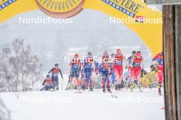 06.01.2024, Val di Fiemme, Italy (ITA): Patricija Eiduka (LAT), Sophia Laukli (USA), Kristin Austgulen Fosnaes (NOR), (l-r)  - FIS world cup cross-country, tour de ski, mass, Val di Fiemme (ITA). www.nordicfocus.com. © Barbieri/NordicFocus. Every downloaded picture is fee-liable.