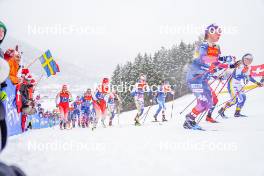 06.01.2024, Val di Fiemme, Italy (ITA): Desiree Steiner (SUI), Nadja Kaelin (SUI), Linn Svahn (SWE), (l-r)  - FIS world cup cross-country, tour de ski, mass, Val di Fiemme (ITA). www.nordicfocus.com. © Barbieri/NordicFocus. Every downloaded picture is fee-liable.