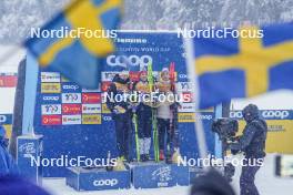 06.01.2024, Val di Fiemme, Italy (ITA): William Poromaa (SWE), Erik Valnes (NOR), Cyril Faehndrich (SUI), (l-r)  - FIS world cup cross-country, tour de ski, mass, Val di Fiemme (ITA). www.nordicfocus.com. © Barbieri/NordicFocus. Every downloaded picture is fee-liable.