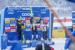 06.01.2024, Val di Fiemme, Italy (ITA): William Poromaa (SWE), Erik Valnes (NOR), Cyril Faehndrich (SUI), (l-r)  - FIS world cup cross-country, tour de ski, mass, Val di Fiemme (ITA). www.nordicfocus.com. © Barbieri/NordicFocus. Every downloaded picture is fee-liable.