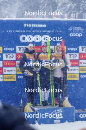 06.01.2024, Val di Fiemme, Italy (ITA): William Poromaa (SWE), Erik Valnes (NOR), Cyril Faehndrich (SUI), (l-r)  - FIS world cup cross-country, tour de ski, mass, Val di Fiemme (ITA). www.nordicfocus.com. © Barbieri/NordicFocus. Every downloaded picture is fee-liable.