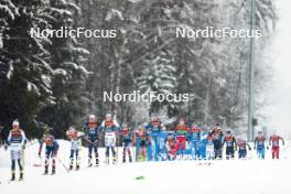 06.01.2024, Val di Fiemme, Italy (ITA): Linn Svahn (SWE), Rosie Brennan (USA), Emma Ribom (SWE), Delphine Claudel (FRA), Moa Ilar (SWE), Sophia Laukli (USA), Patricija Eiduka (LAT), Anne Kyllonen (FIN), (l-r)  - FIS world cup cross-country, tour de ski, mass, Val di Fiemme (ITA). www.nordicfocus.com. © Modica/NordicFocus. Every downloaded picture is fee-liable.