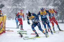 06.01.2024, Val di Fiemme, Italy (ITA): Lucas Chanavat (FRA), Jules Chappaz (FRA), (l-r)  - FIS world cup cross-country, tour de ski, mass, Val di Fiemme (ITA). www.nordicfocus.com. © Modica/NordicFocus. Every downloaded picture is fee-liable.