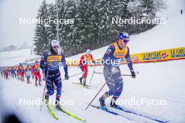 06.01.2024, Val di Fiemme, Italy (ITA): Lucas Chanavat (FRA), Jules Chappaz (FRA), (l-r)  - FIS world cup cross-country, tour de ski, mass, Val di Fiemme (ITA). www.nordicfocus.com. © Barbieri/NordicFocus. Every downloaded picture is fee-liable.