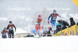 06.01.2024, Val di Fiemme, Italy (ITA): Anna Comarella (ITA), Nadja Kaelin (SUI), (l-r)  - FIS world cup cross-country, tour de ski, mass, Val di Fiemme (ITA). www.nordicfocus.com. © Modica/NordicFocus. Every downloaded picture is fee-liable.