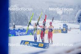 06.01.2024, Val di Fiemme, Italy (ITA): William Poromaa (SWE), Erik Valnes (NOR), Cyril Faehndrich (SUI), (l-r)  - FIS world cup cross-country, tour de ski, mass, Val di Fiemme (ITA). www.nordicfocus.com. © Barbieri/NordicFocus. Every downloaded picture is fee-liable.