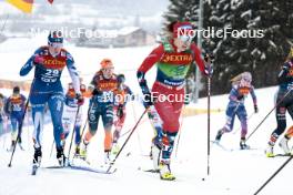 06.01.2024, Val di Fiemme, Italy (ITA): Vilma Ryytty (FIN), Astrid Oeyre Slind (NOR), (l-r)  - FIS world cup cross-country, tour de ski, mass, Val di Fiemme (ITA). www.nordicfocus.com. © Modica/NordicFocus. Every downloaded picture is fee-liable.