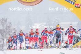 06.01.2024, Val di Fiemme, Italy (ITA): Rosie Brennan (USA), Nadja Kaelin (SUI), Kristin Austgulen Fosnaes (NOR), Lisa Lohmann (GER), (l-r)  - FIS world cup cross-country, tour de ski, mass, Val di Fiemme (ITA). www.nordicfocus.com. © Barbieri/NordicFocus. Every downloaded picture is fee-liable.