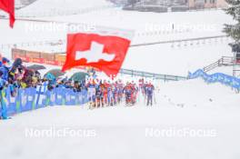 06.01.2024, Val di Fiemme, Italy (ITA): Frida Karlsson (SWE), Lisa Lohmann (GER), Delphine Claudel (FRA), (l-r)  - FIS world cup cross-country, tour de ski, mass, Val di Fiemme (ITA). www.nordicfocus.com. © Barbieri/NordicFocus. Every downloaded picture is fee-liable.