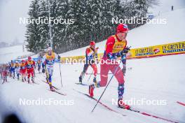 06.01.2024, Val di Fiemme, Italy (ITA): Calle Halfvarsson (SWE), Harald Oestberg Amundsen (NOR), (l-r)  - FIS world cup cross-country, tour de ski, mass, Val di Fiemme (ITA). www.nordicfocus.com. © Barbieri/NordicFocus. Every downloaded picture is fee-liable.