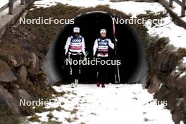 05.01.2024, Val di Fiemme, Italy (ITA): Silje Theodorsen (NOR), Astrid Oeyre Slind (NOR), (l-r)  - FIS world cup cross-country, tour de ski, training, Val di Fiemme (ITA). www.nordicfocus.com. © Modica/NordicFocus. Every downloaded picture is fee-liable.