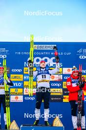 20.01.2024, Oberhof, Germany (GER): Martin Loewstroem Nyenget (NOR), Erik Valnes (NOR), Paal Golberg (NOR), (l-r)  - FIS world cup cross-country, mass, Oberhof (GER). www.nordicfocus.com. © Authamayou/NordicFocus. Every downloaded picture is fee-liable.