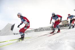 20.01.2024, Oberhof, Germany (GER): Erik Valnes (NOR), Simen Hegstad Krueger (NOR), Antoine Cyr (CAN), (l-r)  - FIS world cup cross-country, mass, Oberhof (GER). www.nordicfocus.com. © Modica/NordicFocus. Every downloaded picture is fee-liable.
