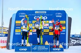 20.01.2024, Oberhof, Germany (GER): Martin Loewstroem Nyenget (NOR), Erik Valnes (NOR), Paal Golberg (NOR), (l-r)  - FIS world cup cross-country, mass, Oberhof (GER). www.nordicfocus.com. © Authamayou/NordicFocus. Every downloaded picture is fee-liable.