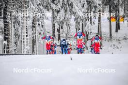 20.01.2024, Oberhof, Germany (GER): Erik Valnes (NOR), Elia Barp (ITA), Martin Loewstroem Nyenget (NOR), Mika Vermeulen (AUT), (l-r)  - FIS world cup cross-country, mass, Oberhof (GER). www.nordicfocus.com. © Authamayou/NordicFocus. Every downloaded picture is fee-liable.