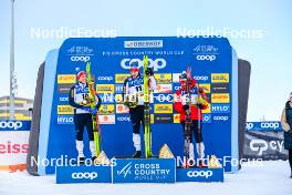 20.01.2024, Oberhof, Germany (GER): Martin Loewstroem Nyenget (NOR), Erik Valnes (NOR), Paal Golberg (NOR), (l-r)  - FIS world cup cross-country, mass, Oberhof (GER). www.nordicfocus.com. © Authamayou/NordicFocus. Every downloaded picture is fee-liable.