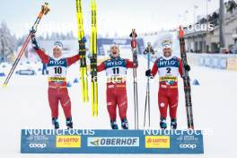 20.01.2024, Oberhof, Germany (GER): Martin Loewstroem Nyenget (NOR), Erik Valnes (NOR), Paal Golberg (NOR), (l-r) - FIS world cup cross-country, mass, Oberhof (GER). www.nordicfocus.com. © Modica/NordicFocus. Every downloaded picture is fee-liable.