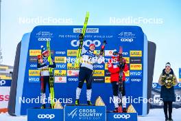 20.01.2024, Oberhof, Germany (GER): Martin Loewstroem Nyenget (NOR), Erik Valnes (NOR), Paal Golberg (NOR), (l-r)  - FIS world cup cross-country, mass, Oberhof (GER). www.nordicfocus.com. © Authamayou/NordicFocus. Every downloaded picture is fee-liable.