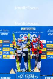 20.01.2024, Oberhof, Germany (GER): Martin Loewstroem Nyenget (NOR), Erik Valnes (NOR), Paal Golberg (NOR), (l-r)  - FIS world cup cross-country, mass, Oberhof (GER). www.nordicfocus.com. © Authamayou/NordicFocus. Every downloaded picture is fee-liable.