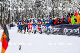 21.01.2024, Oberhof, Germany (GER): Linn Svahn (SWE), Katherine Sauerbrey (GER), Juliette Ducordeau (FRA), Anna Comarella (ITA), Giuliana Werro (SUI), Lisa Lohmann (GER), (l-r)  - FIS world cup cross-country, relay, Oberhof (GER). www.nordicfocus.com. © Authamayou/NordicFocus. Every downloaded picture is fee-liable.