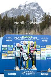 10.02.2024, Canmore, Canada (CAN): Maja Dahlqvist (SWE), Kristine Stavaas Skistad (NOR), Linn Svahn (SWE), (l-r) - FIS world cup cross-country, individual sprint, Canmore (CAN). www.nordicfocus.com. © Modica/NordicFocus. Every downloaded picture is fee-liable.