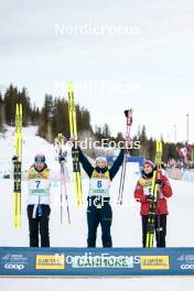 11.02.2024, Canmore, Canada (CAN): Kerttu Niskanen (FIN), Frida Karlsson (SWE), Heidi Weng (NOR), (l-r) - FIS world cup cross-country, mass, Canmore (CAN). www.nordicfocus.com. © Modica/NordicFocus. Every downloaded picture is fee-liable.