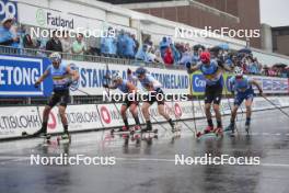 03.08.2024, Sandnes, Norway (NOR): Lucas Chanavat (FRA), Aron Aakre Rysstad (NOR), Einar Hedegart (NOR), Federico Pellegrino (ITA), (l-r) - BLINK24 Festival Cross-Country - Sandnes (NOR). www.nordicfocus.com. © Nordnes/NordicFocus. Every downloaded picture is fee-liable.