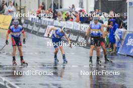 03.08.2024, Sandnes, Norway (NOR): Haavard Solaas Taugboel (NOR), James Matthieu Clugnet (GBR), Lucas Chanavat (FRA), (l-r) - BLINK24 Festival Cross-Country - Sandnes (NOR). www.nordicfocus.com. © Manzoni/NordicFocus. Every downloaded picture is fee-liable.