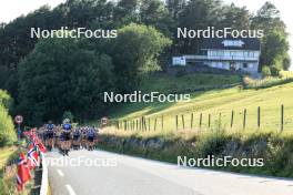 01.08.2024, Sandnes, Norway (NOR): Mathias Aas Rolid (NOR), Alfred Buskqvist (SWE), Simon Vuillet (FRA), (l-r) - BLINK24 Festival Cross-Country - Sandnes (NOR). www.nordicfocus.com. © Manzoni/NordicFocus. Every downloaded picture is fee-liable.