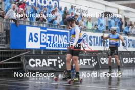 03.08.2024, Sandnes, Norway (NOR): Einar Hedegart (NOR), Lucas Chanavat (FRA), (l-r) - BLINK24 Festival Cross-Country - Sandnes (NOR). www.nordicfocus.com. © Nordnes/NordicFocus. Every downloaded picture is fee-liable.