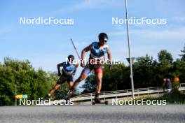 01.08.2024, Sandnes, Norway (NOR): Even Madland Larsen (NOR), Mattis Basille (FRA), (l-r) - BLINK24 Festival Cross-Country - Sandnes (NOR). www.nordicfocus.com. © Nordnes/NordicFocus. Every downloaded picture is fee-liable.