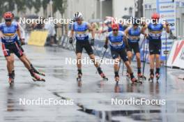 03.08.2024, Sandnes, Norway (NOR): Paal Golberg (NOR), Federico Pellegrino (ITA), Sondre Skomedal Ramse (NOR), Elia Barp (ITA), (l-r) - BLINK24 Festival Cross-Country - Sandnes (NOR). www.nordicfocus.com. © Manzoni/NordicFocus. Every downloaded picture is fee-liable.