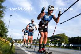 01.08.2024, Sandnes, Norway (NOR): Axel Jutterstroem (SWE), Max Novak (SWE), Aron akre Rysstad (NOR), (l-r) - BLINK24 Festival Cross-Country - Sandnes (NOR). www.nordicfocus.com. © Nordnes/NordicFocus. Every downloaded picture is fee-liable.